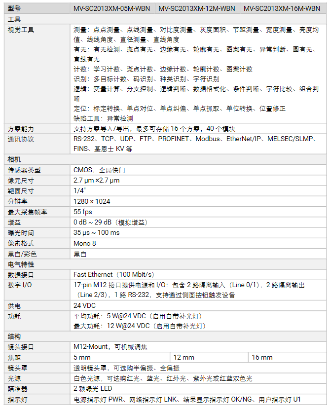 海康MV-SC2013XM-05M/12M/16M-WBN 130萬像素視覺相機參數.png 海康MV-SC2013XM-05M/12M/16M-WBN 130萬像素視覺相機參數.png